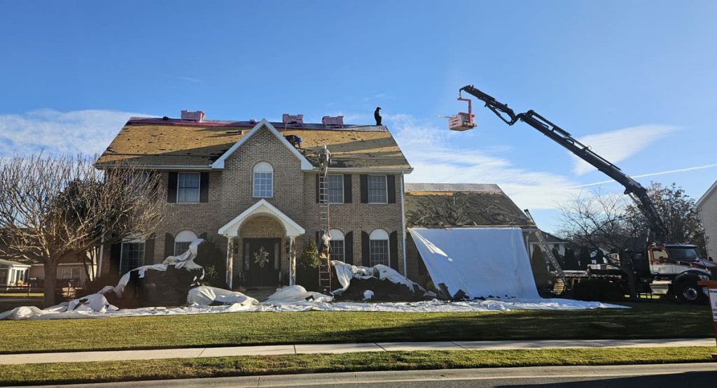 Tearing off the old roof in Bear, DE