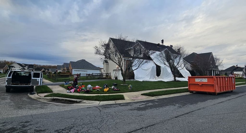 Tearing off the old roof in Bear, DE