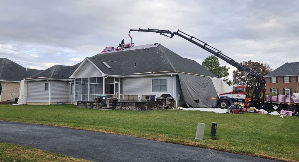 Tearing off the old roof in Bear, DE