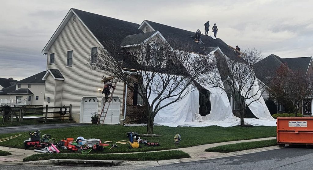 Tearing off the old roof in Bear, DE