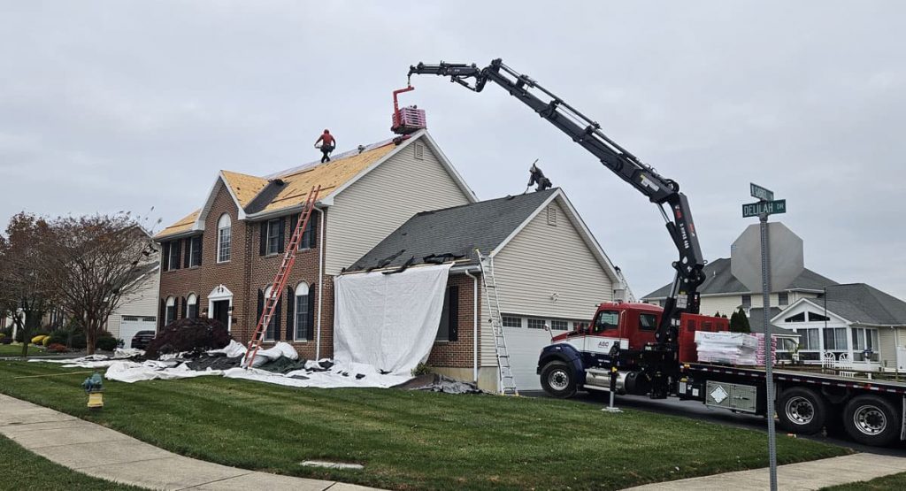 Tearing off the old roof in Bear, DE