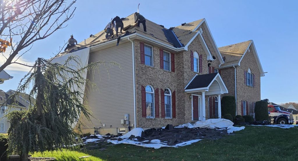 Tearing off the old roof in Bear, DE