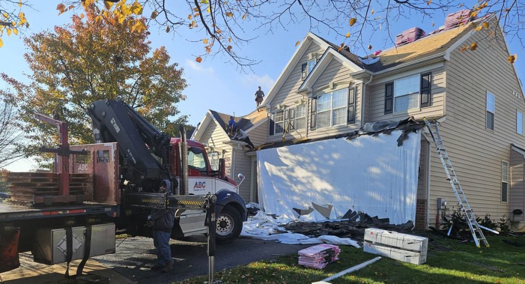 Tearing off the old roof in Middletown, DE
