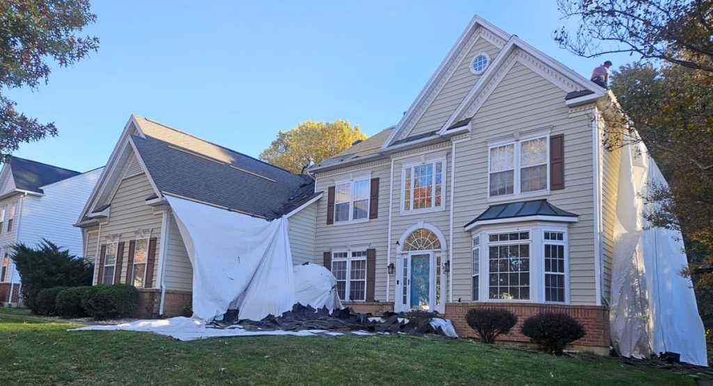 Tearing off the old roof in Middletown, DE