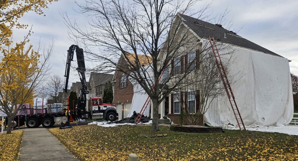 Tearing off the old roof in Middletown, DE