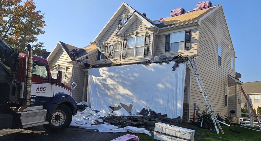 Tearing off the old roof in Middletown, DE