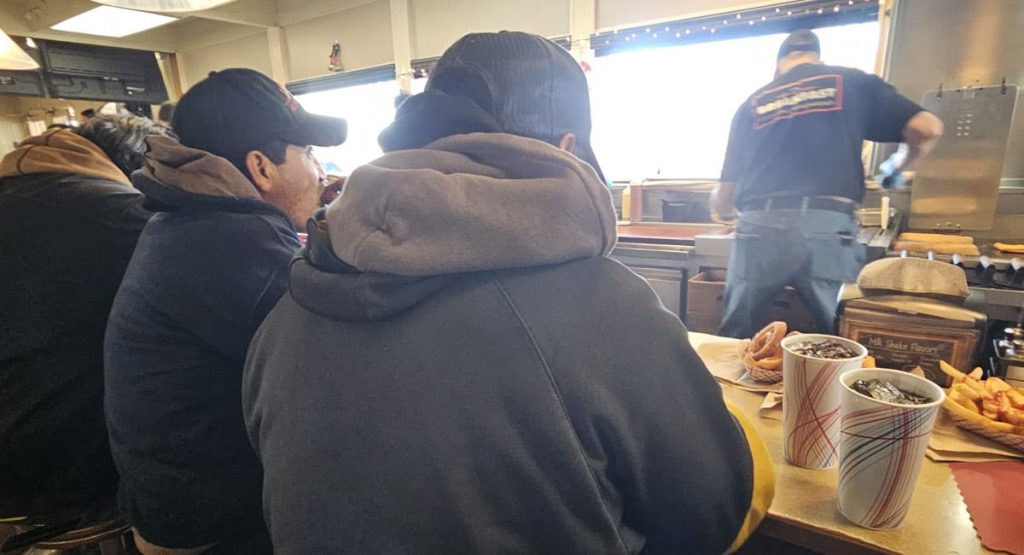 Lunch break while tearing off the old roof in Wilmington Manor, DE