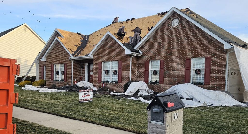 Tearing off the old roof in Bear, DE