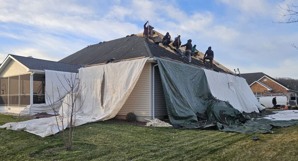 Tearing off the old roof in Bear, DE