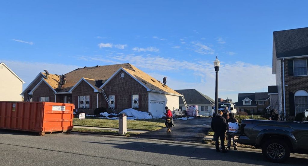 Tearing off the old roof in Bear, DE