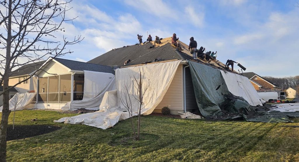 Tearing off the old roof in Bear, DE