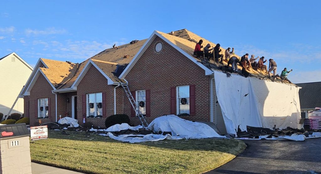 Tearing off the old roof in Bear, DE
