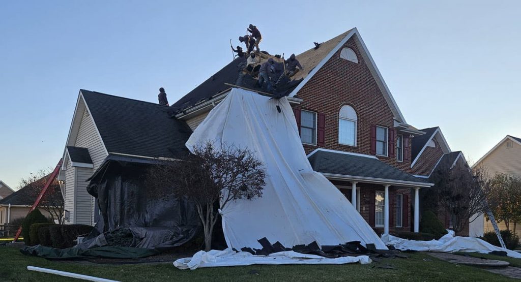 Tearing off the old roof in Bear, DE