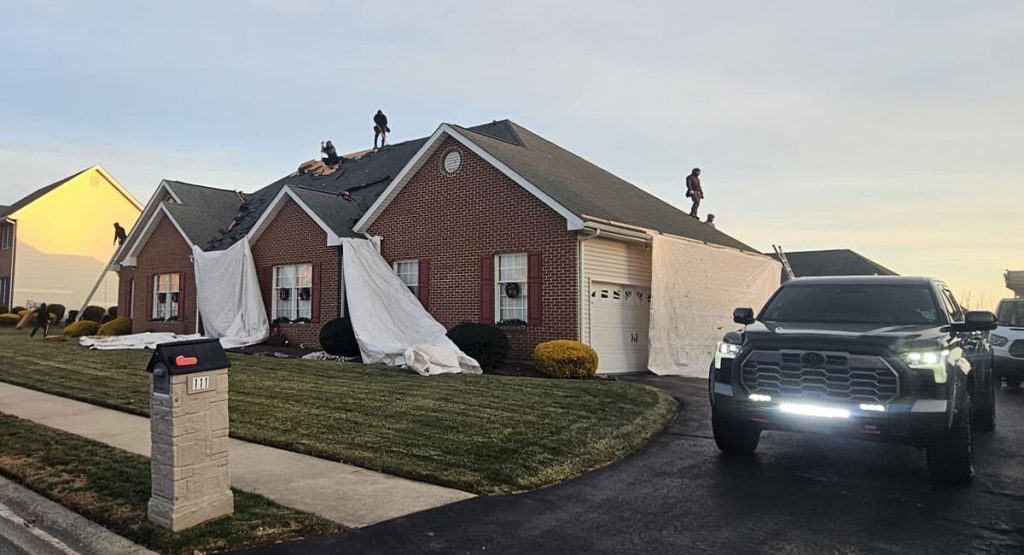 Tearing off the old roof in Bear, DE