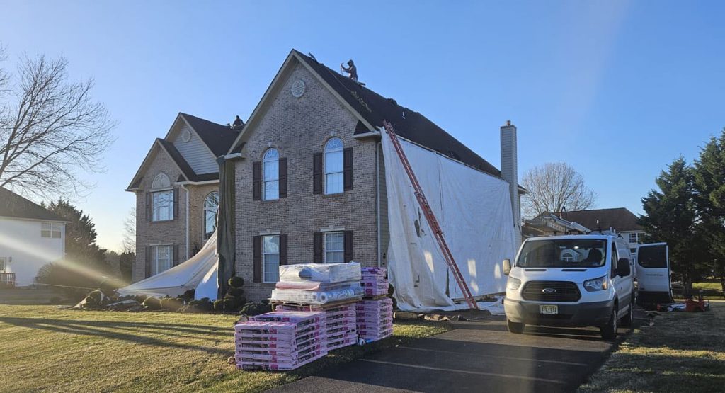 Tearing off the old roof in Bear, DE