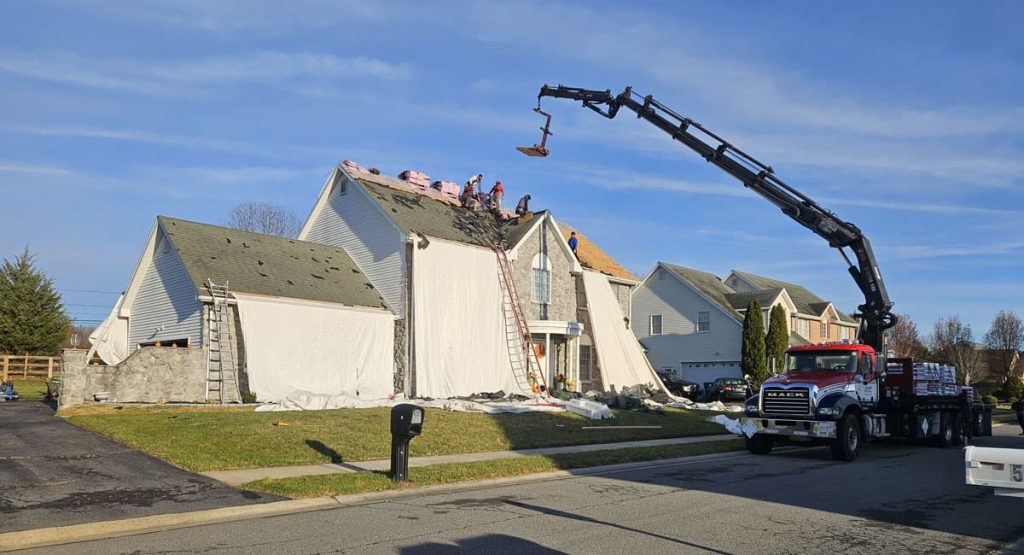 Tearing off the old roof in Bear, DE