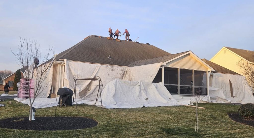 Tearing off the old roof in Bear, DE