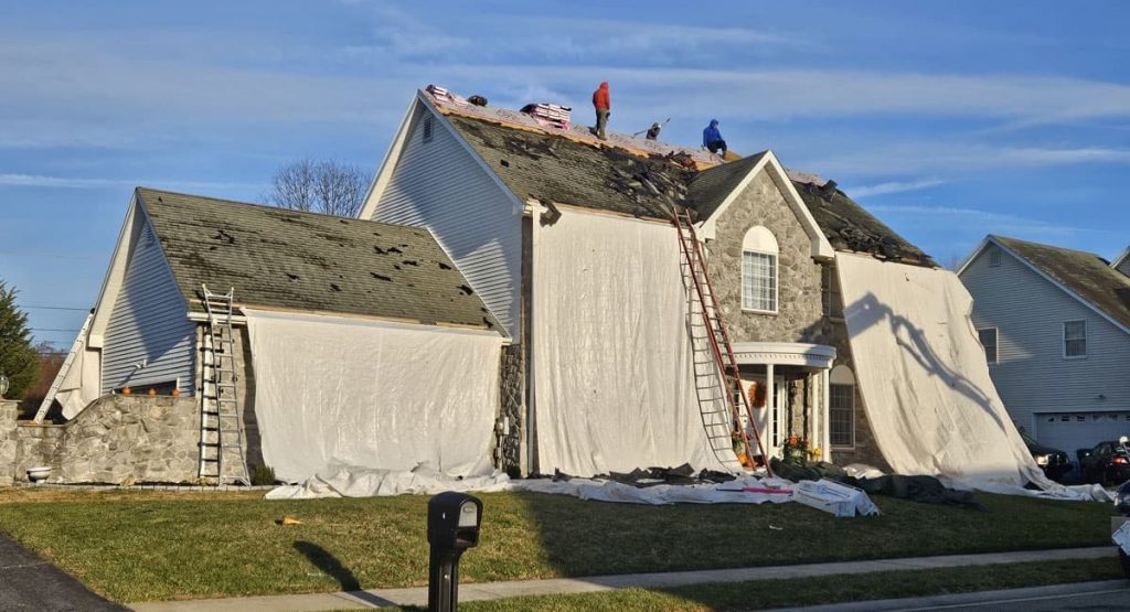 Tearing off the old roof in Bear, DE