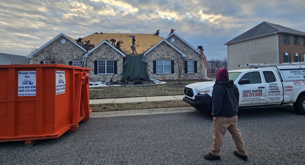 Tearing off old roof in Bear, DE