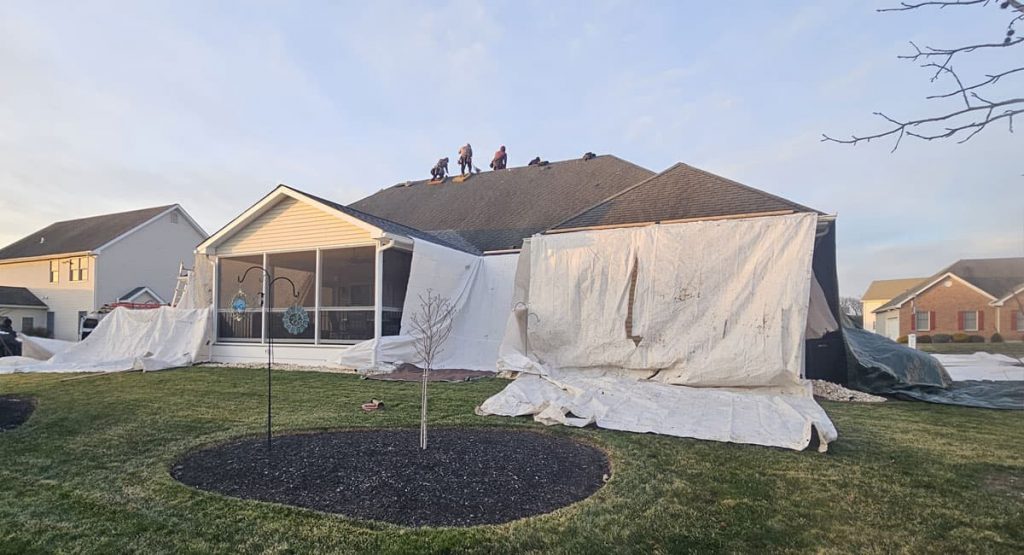 Tearing off the old roof in Bear, DE