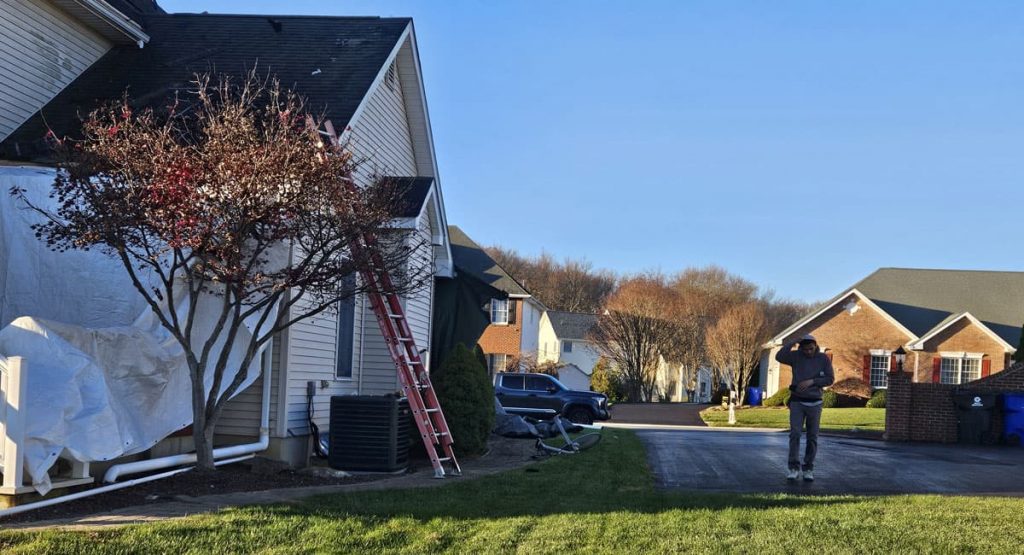 Tearing off the old roof in Bear, DE