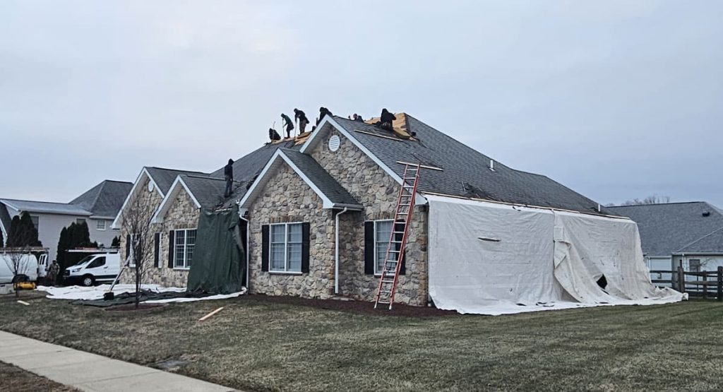 Tearing off old roof in Bear, DE