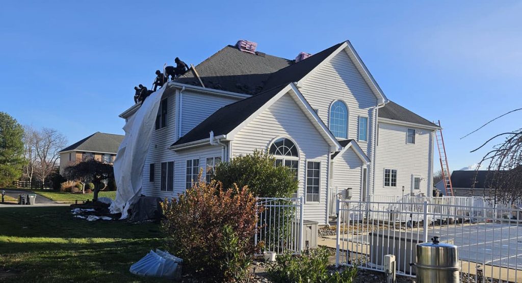 Tearing off the old roof in Bear, DE