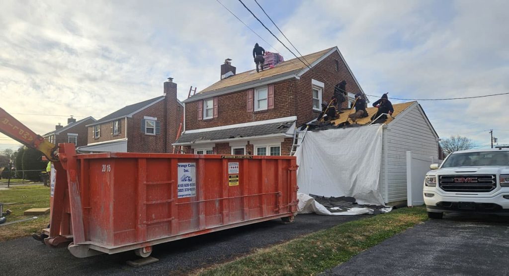 Tearing off the old roof in Wilmington Manor, DE