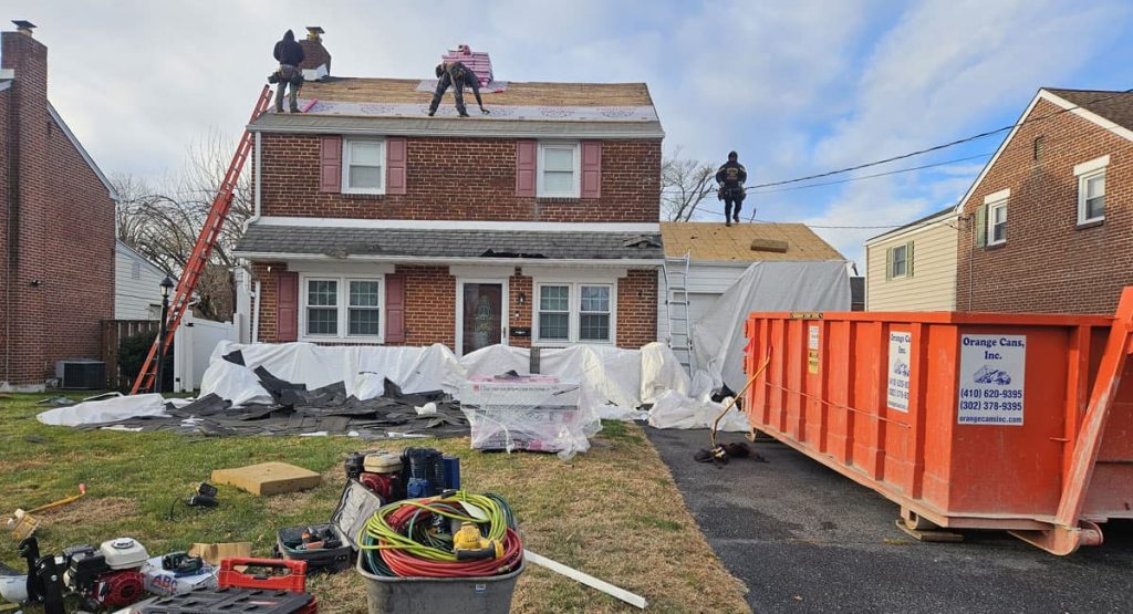 Tearing off the old roof in Wilmington Manor, DE