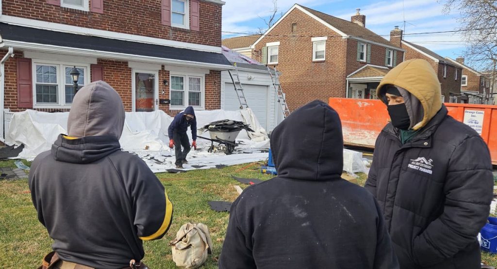 Tearing off the old roof in Wilmington Manor, DE
