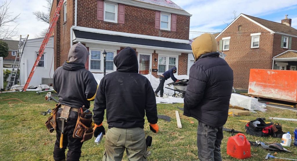 Tearing off the old roof in Wilmington Manor, DE
