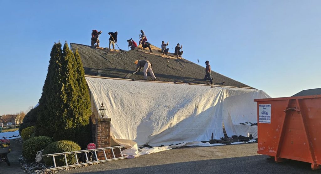 Tearing off old roof in Bear, DE