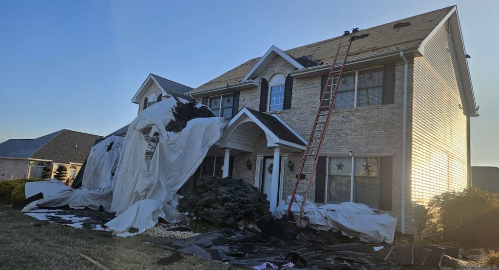 Tearing off old roof in Bear, DE