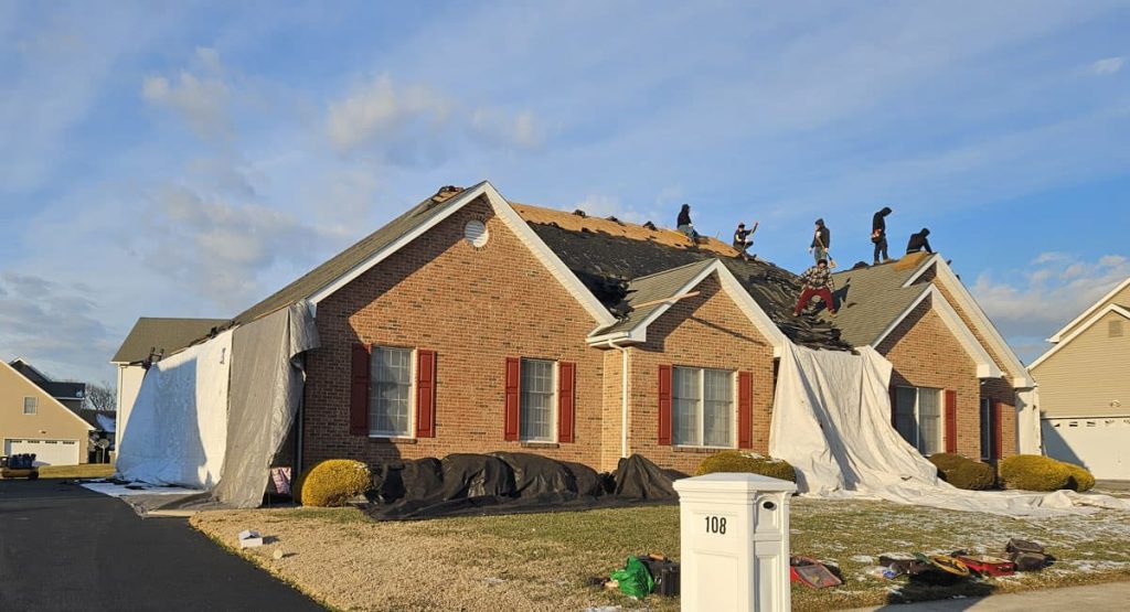 Tearing off the old roof in Bear, DE