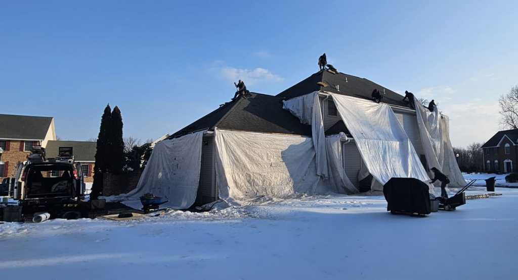 Tearing off the old roof in Bear, DE
