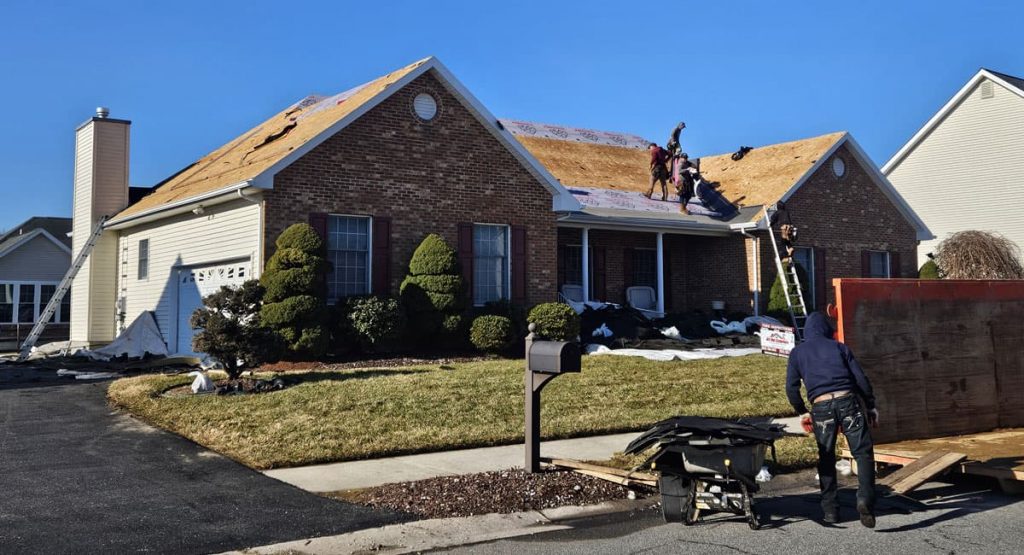 Tearing off the old roof in Bear, DE
