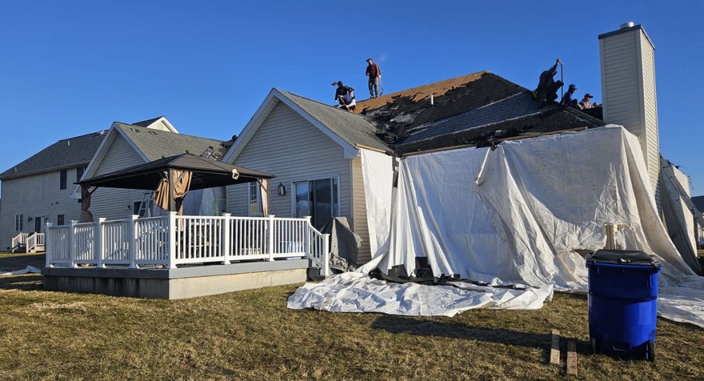 Tearing off the old roof in Bear, DE