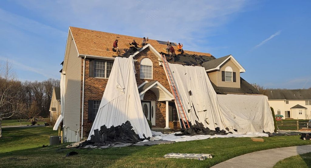 Tearing off the old roof in Bear, DE