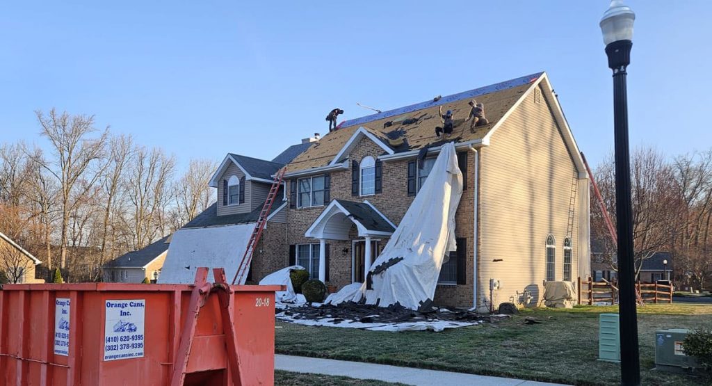 Tearing off the old roof in Bear, DE