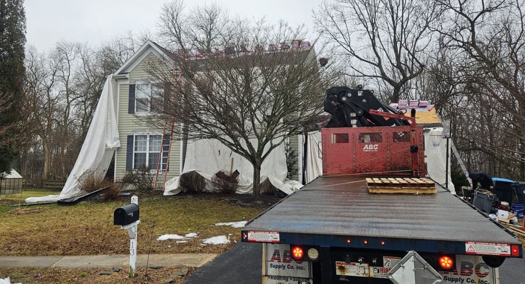 Tearing off the old roof in Middletown, DE