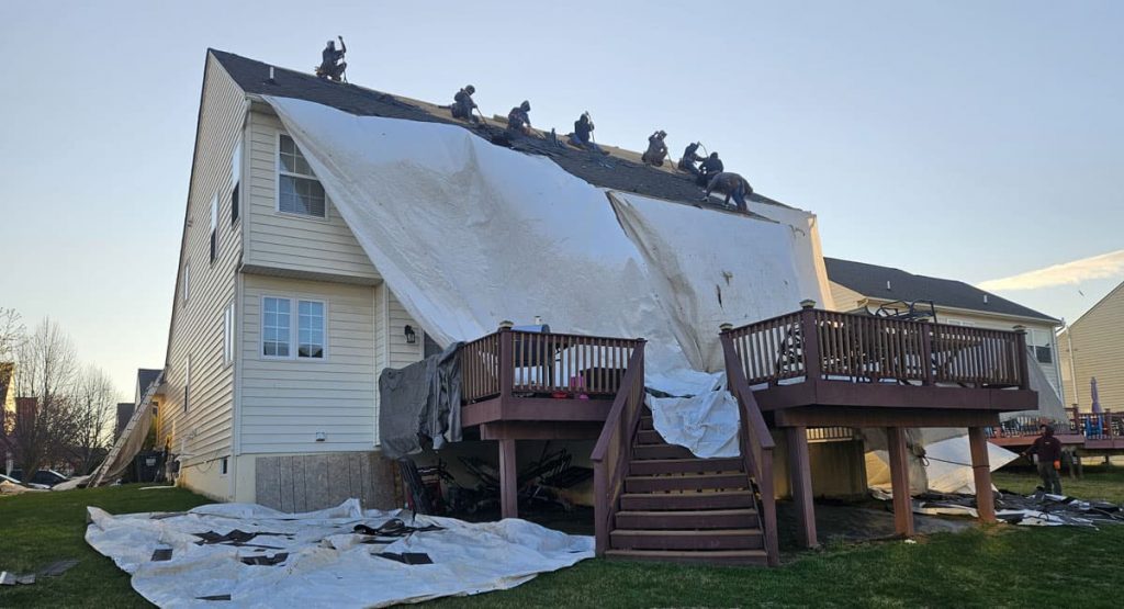 Tearing off the old roof in Middletown, DE