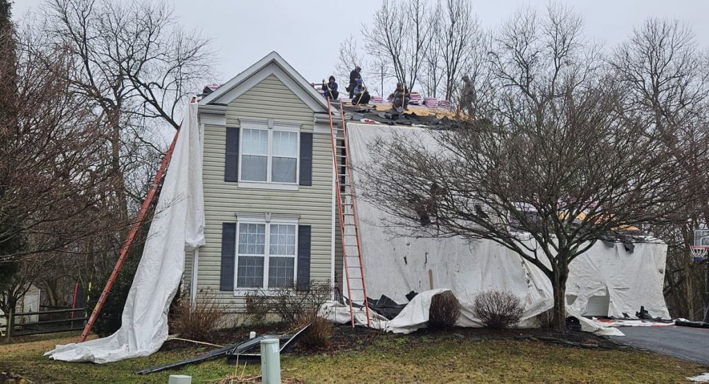 Tearing off the old roof in Middletown, DE
