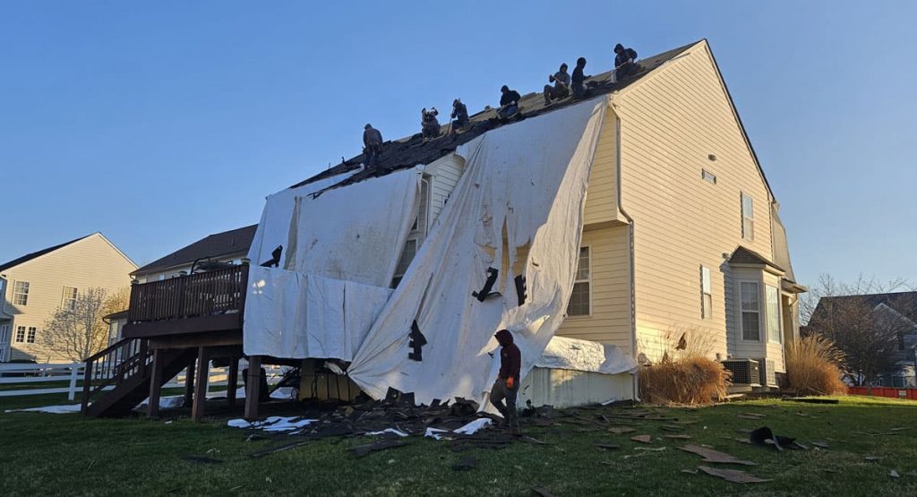 Tearing off the old roof in Middletown, DE
