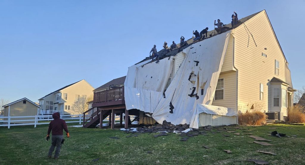 Tearing off the old roof in Middletown, DE