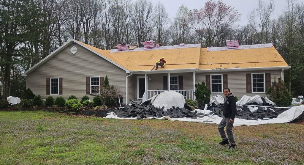 Tearing off the old roof in Greenwood, DE