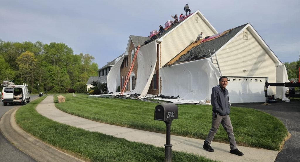 Tearing off the old roof in Bear, DE