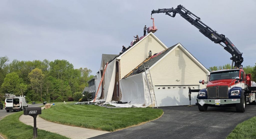 Tearing off the old roof in Bear, DE