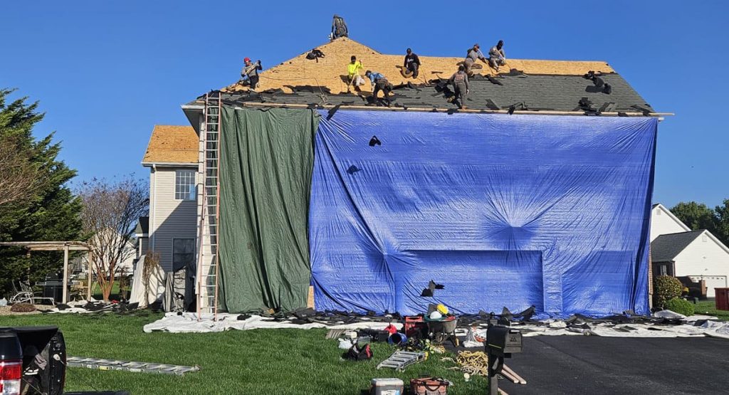 Tearing off the old roof in Bear, DE