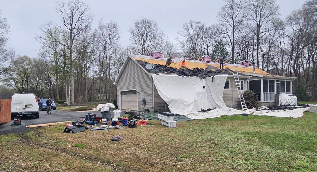 Tearing off the old roof in Greenwood, DE