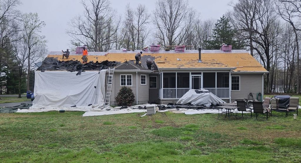 Tearing off the old roof in Greenwood, DE